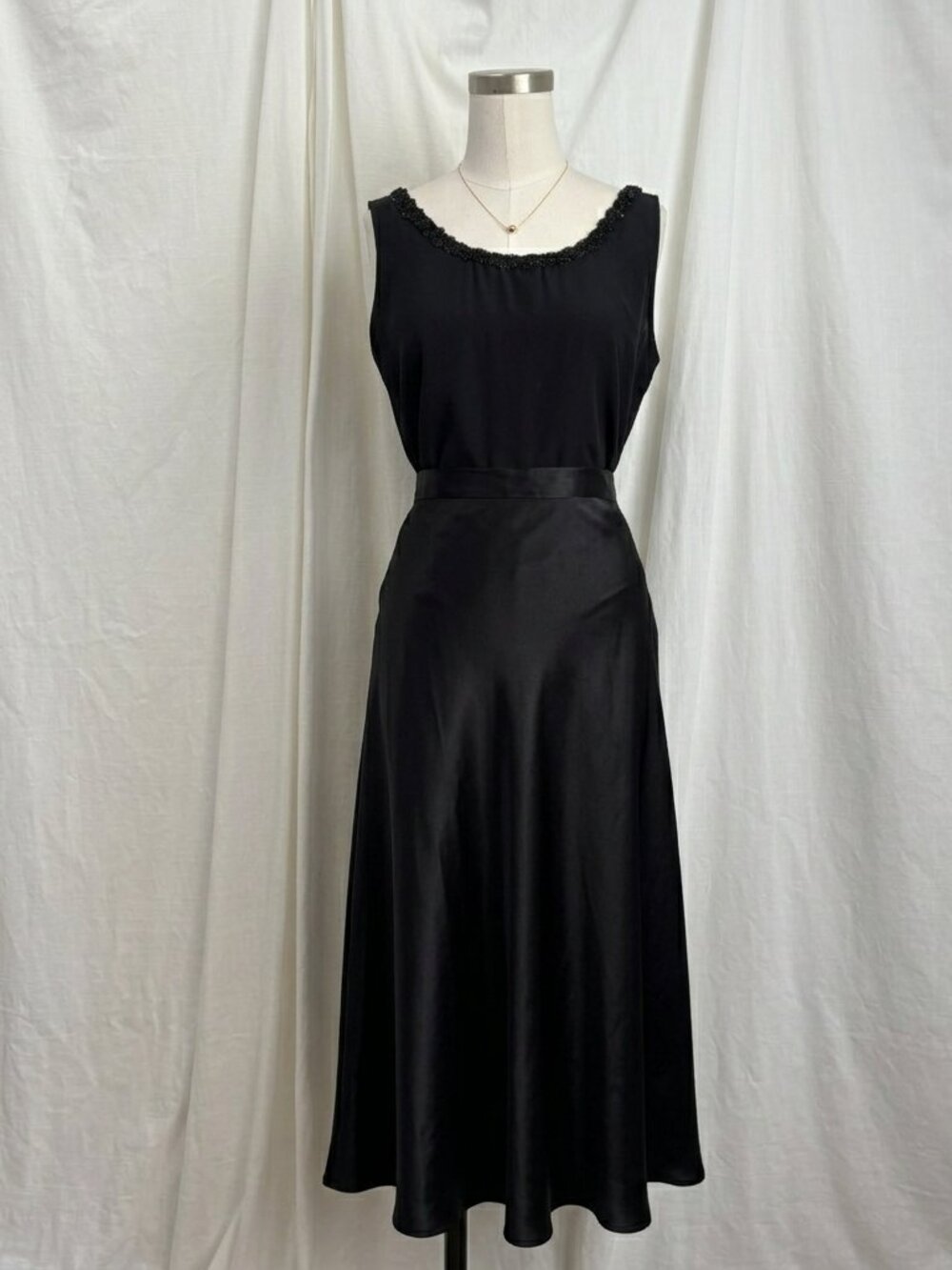 Vintage Judy Knapp Black Sleeveless Blouse Top Sequin Trim Large Whimsigoth Chic
